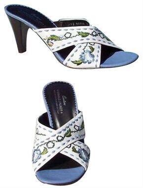 Donald Pliner White Criss Cross Leather Shoe Multi Color Embroidery $265 NIB 8.5